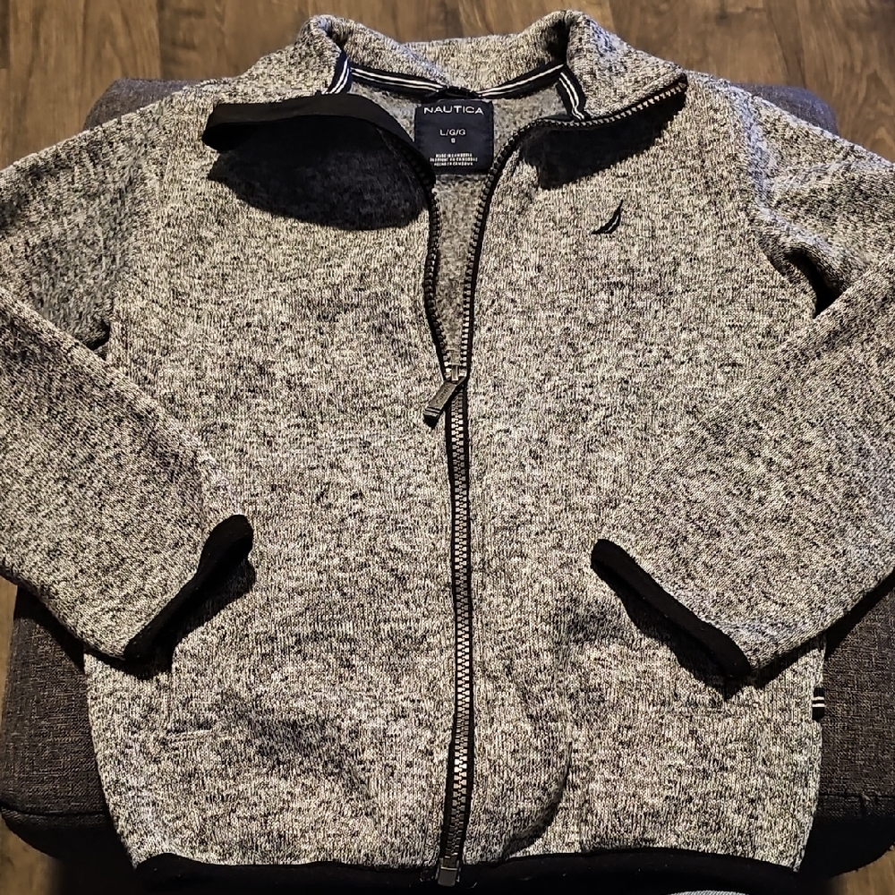 Nautica Size 6 Jacket Black and Gray Zip-Up Sweatshirt Outerwear Coat Boy